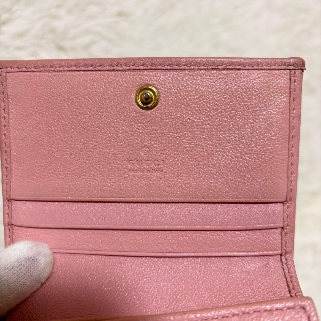 ✨現行 良品✨ GUCCI グッチ マーモント バンブー 三つ折り財布 ピンク