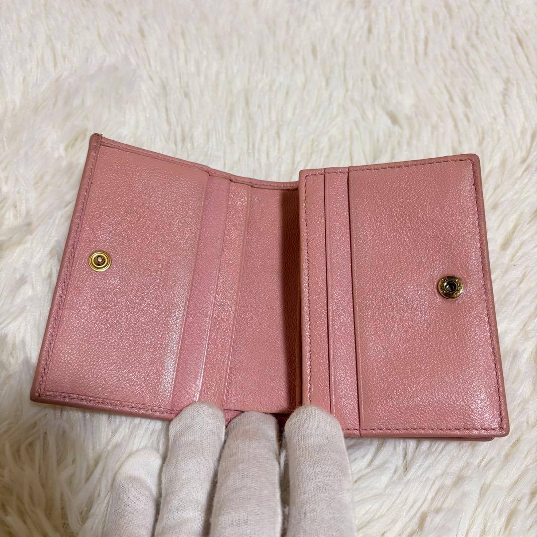 ✨現行 良品✨ GUCCI グッチ マーモント バンブー 三つ折り財布 ピンク
