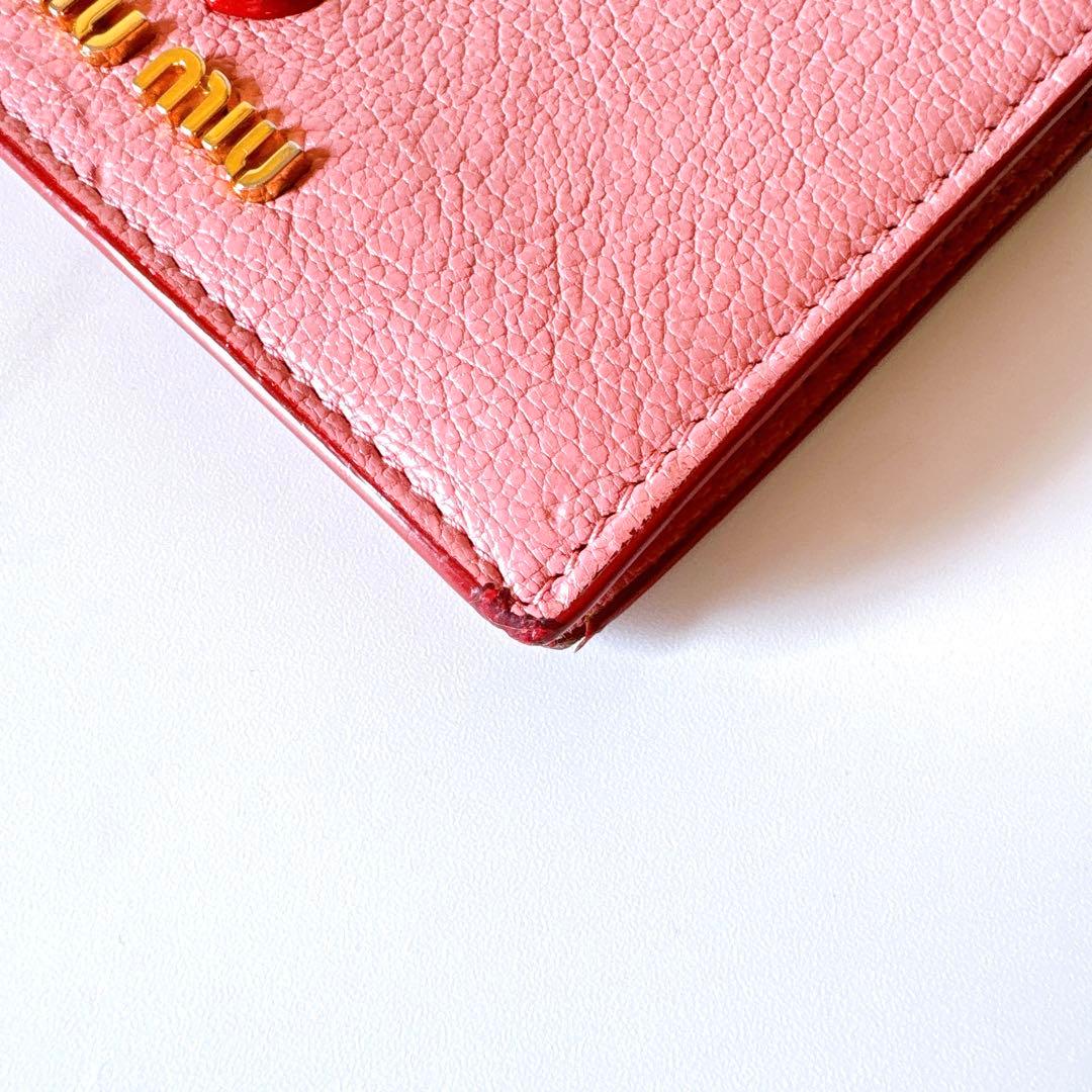 miumiu ミュウミュウ 二つ折り財布 マドラスラブ　小銭入れ ピンク