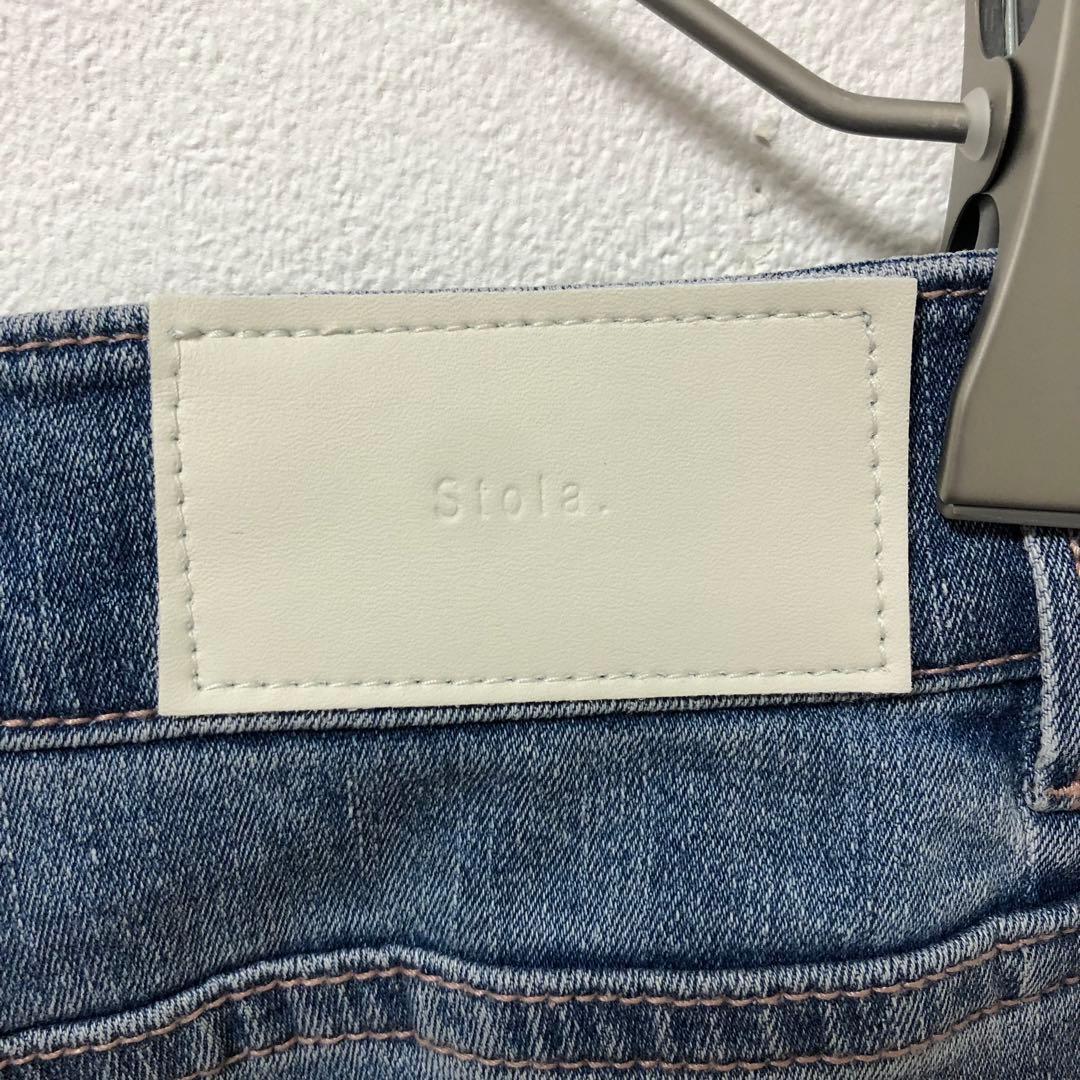 YU　 美品 Stola. ストラ セミワイドデニムパンツ ライトブルー系