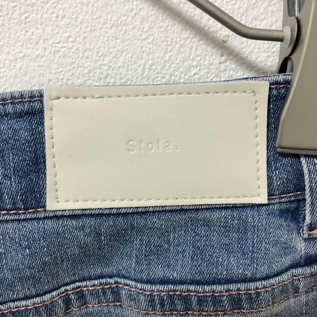 YU　 美品 Stola. ストラ セミワイドデニムパンツ ライトブルー系