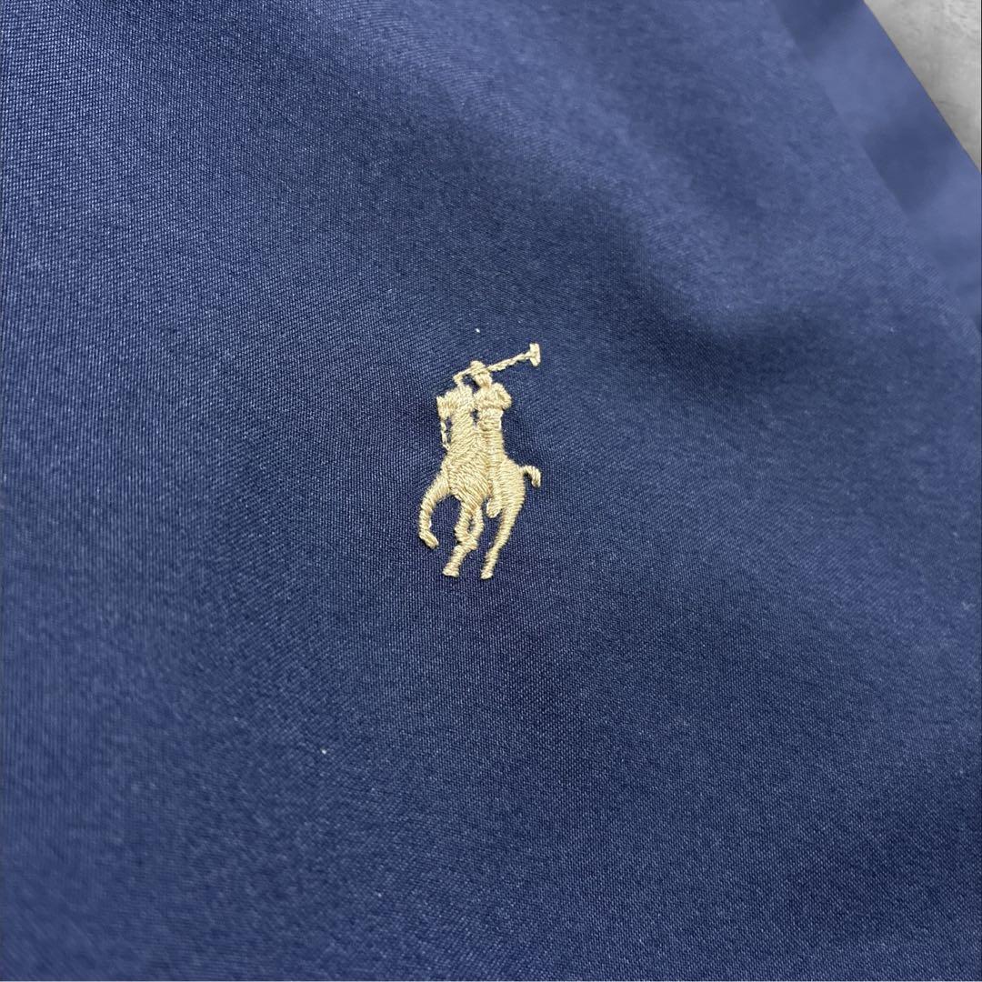 ラルフローレン スイングトップ ピーチスキン アクションプリーツ XL 紺 古着