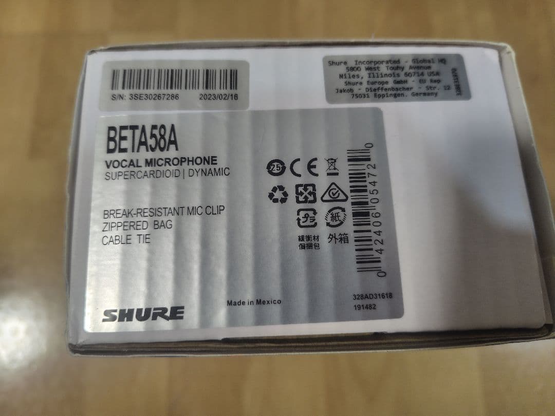 SHURE BETA58A ダイナミックマイク ヘッドスポンジ付き