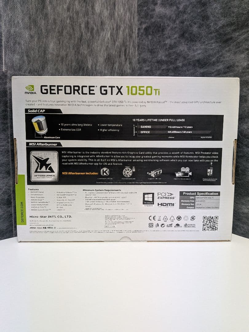 新品 未使用品 MSI GTX1050Ti 4G OCV1 グラフィックボード