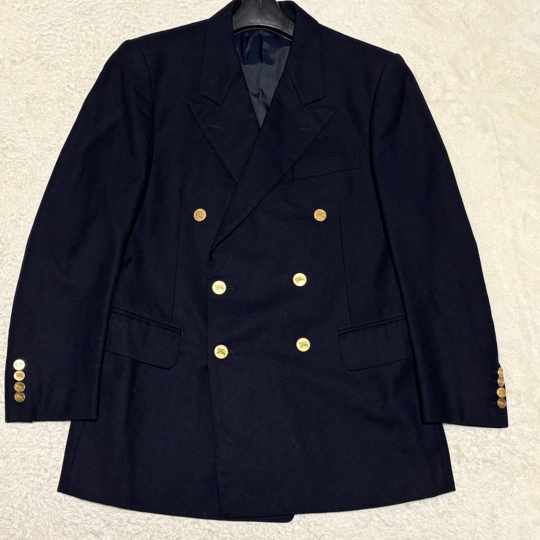 Burberry バーバリー テーラードジャケット 金ボタン 紺ブレ ダブル