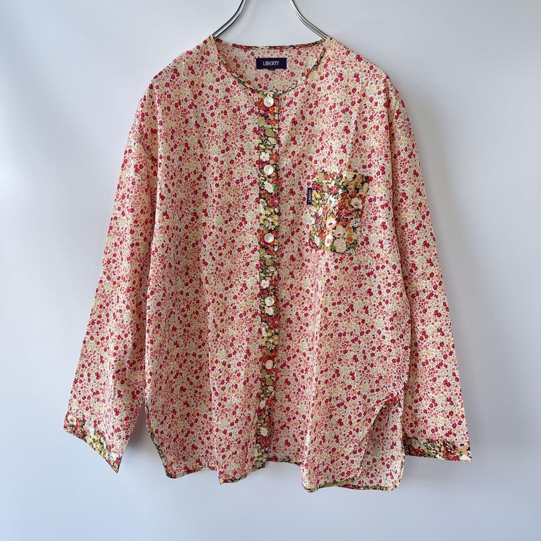 LIBERTY リバティ パジャマ上下 春夏秋 花柄切り替えデザイン ノーカラー