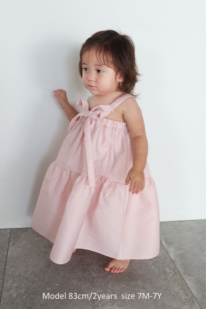 【新品タグ付き】アミカキッズ　クチュールワンピース 7M-7Y ピンク