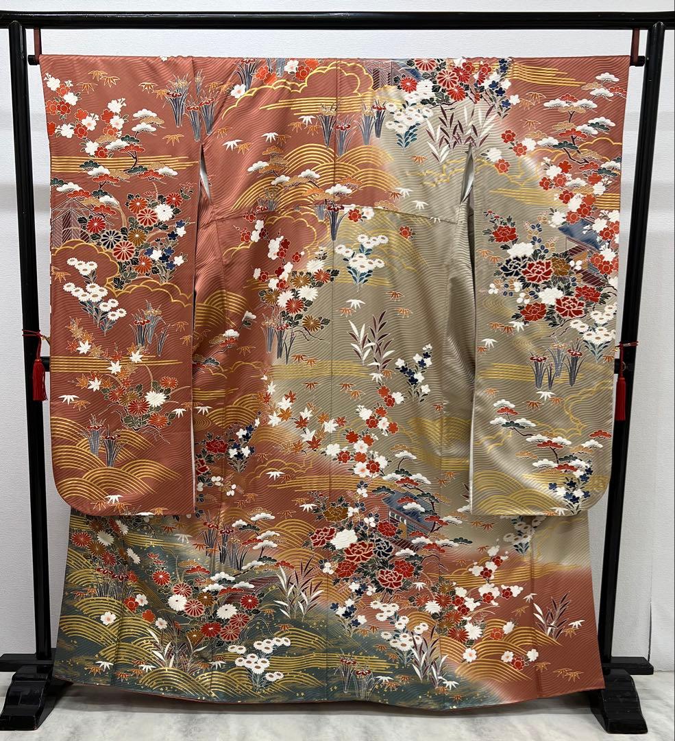 振り袖　フルセット　長襦袢　古典柄　手描き　金彩加工　刺繍入り　成人式　804