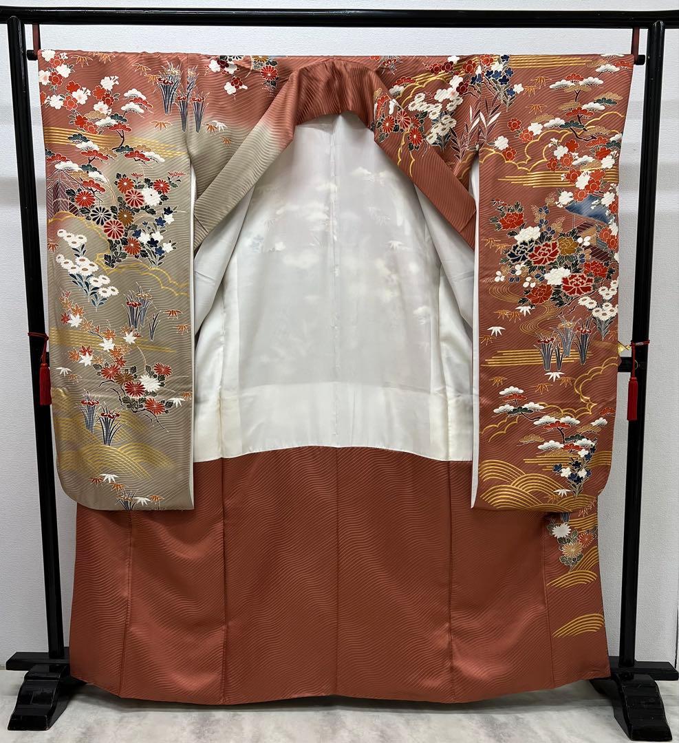 振り袖　フルセット　長襦袢　古典柄　手描き　金彩加工　刺繍入り　成人式　804