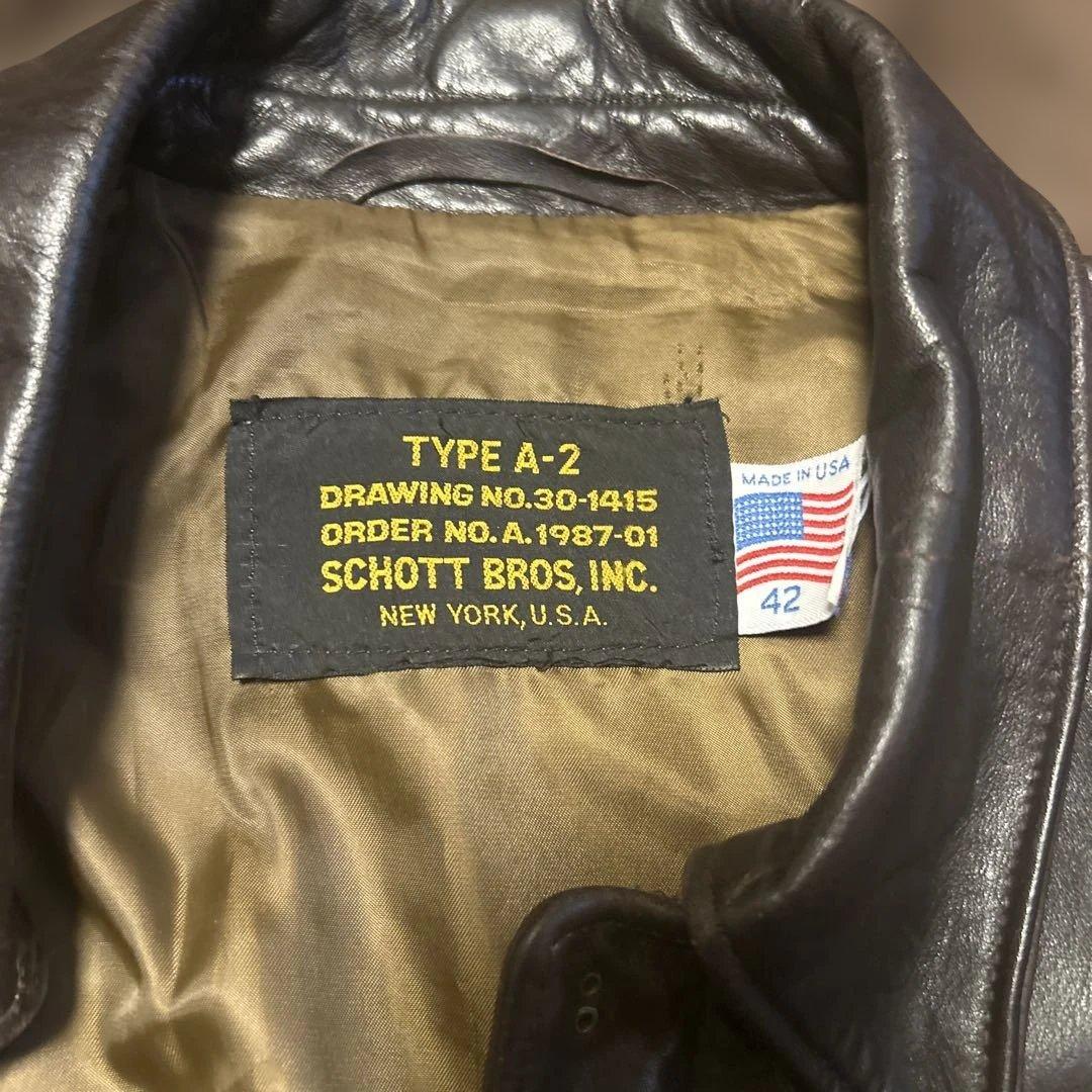 Schott A2 レザーフライトジャケット　本革　42