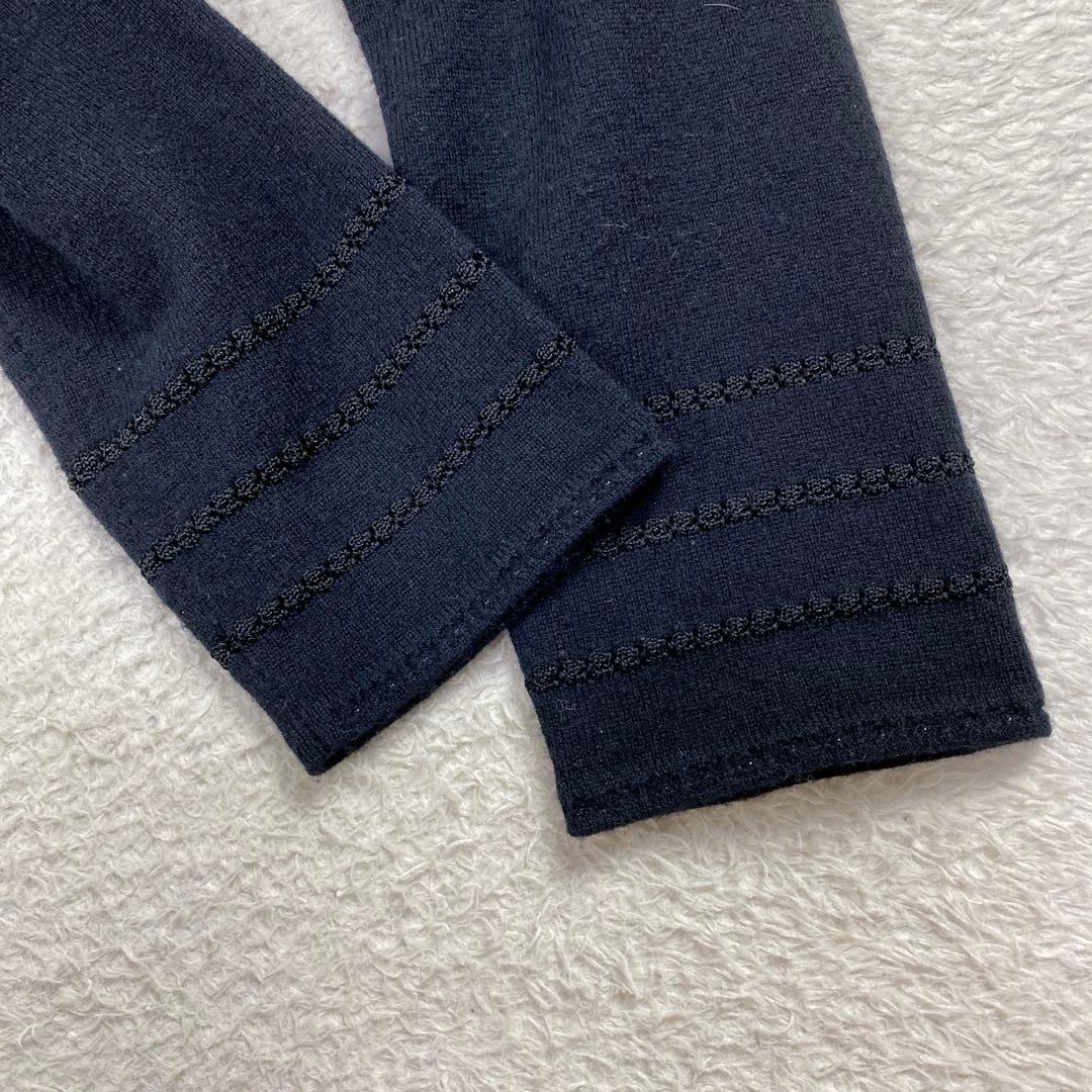 美品/カシミヤ＆シルク 現行タグ レオナール 花柄 カーディガン L タートル黒