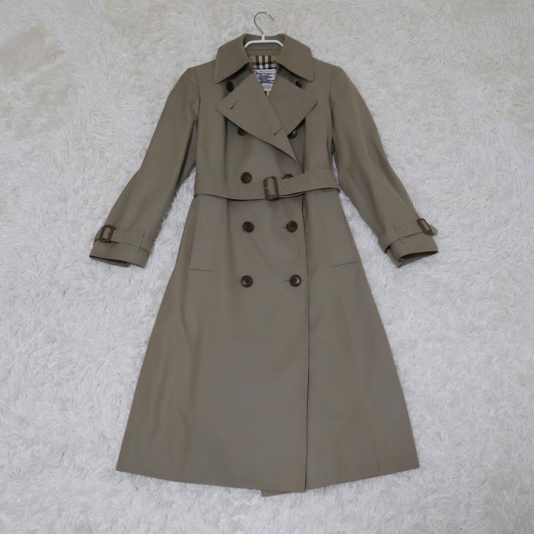 バーバリー　トレンチコート　ベージュ　ノバチェック　グリーン系