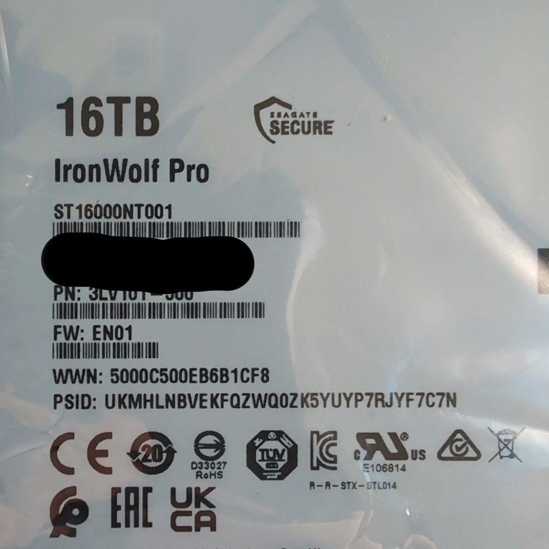 M*l様 Seagate IronWolf Pro 16TB SATA HDD