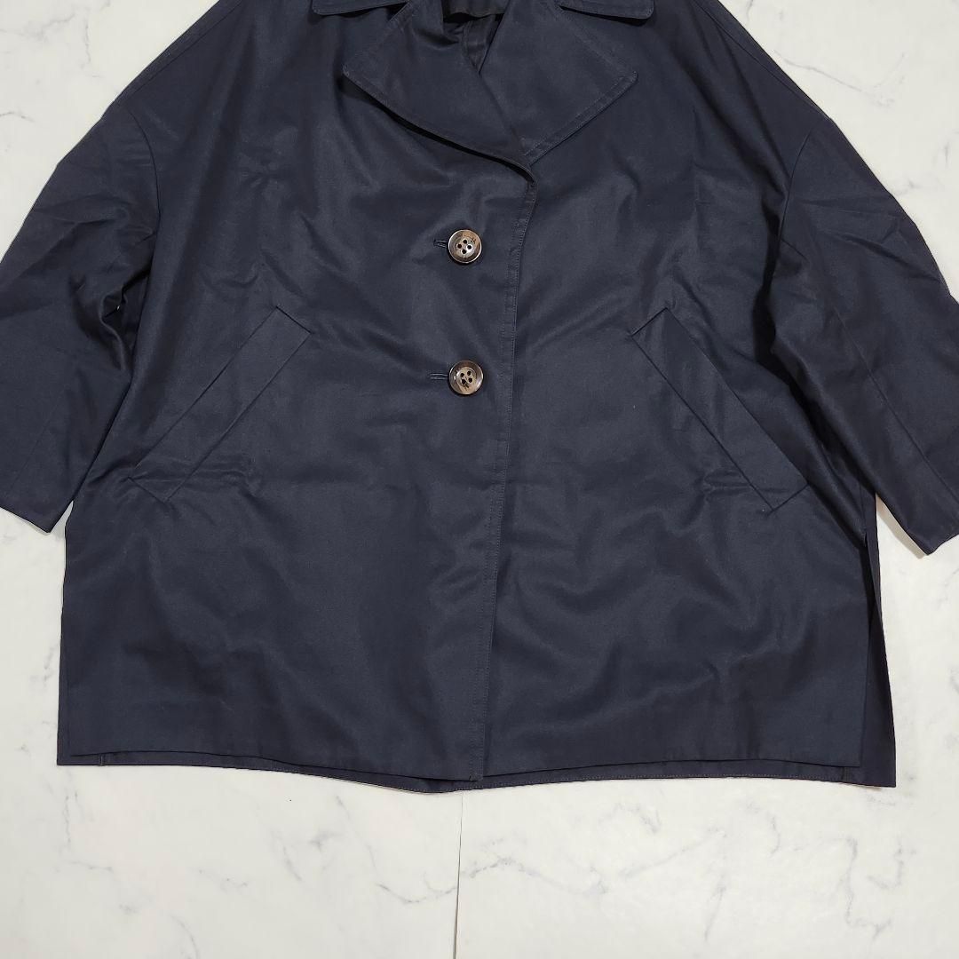 美品☆エンフォルド　シャンブレーギャバコクーンコート　36　ネイビー