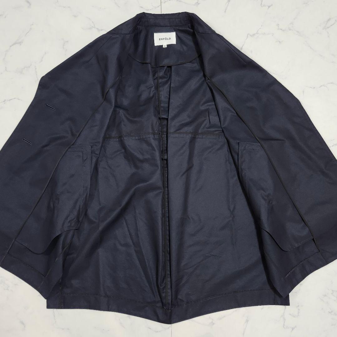 美品☆エンフォルド　シャンブレーギャバコクーンコート　36　ネイビー