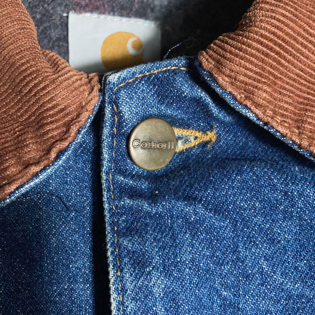 【USA製】Carhartt カバーオール デニムチョアコート 襟コーデュロイ.