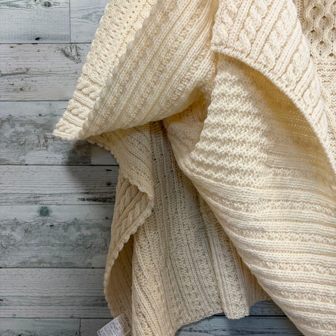 ☆未使用・タグ付☆aran WOOLLEN MILLS ニットポンチョ　ケーブル