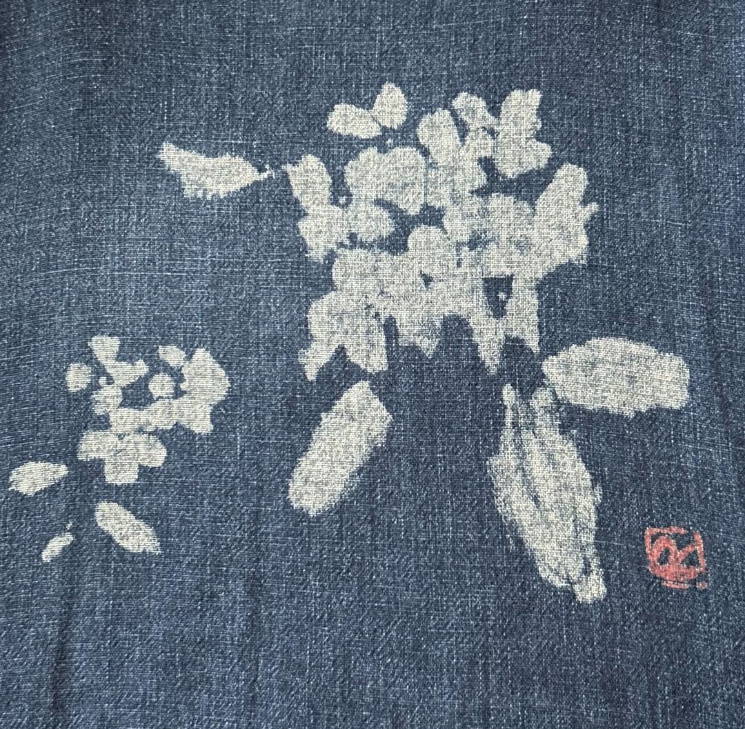 美品 45R フォーティファイブアール　 花柄抜染ワンピース 藍染　インディゴ