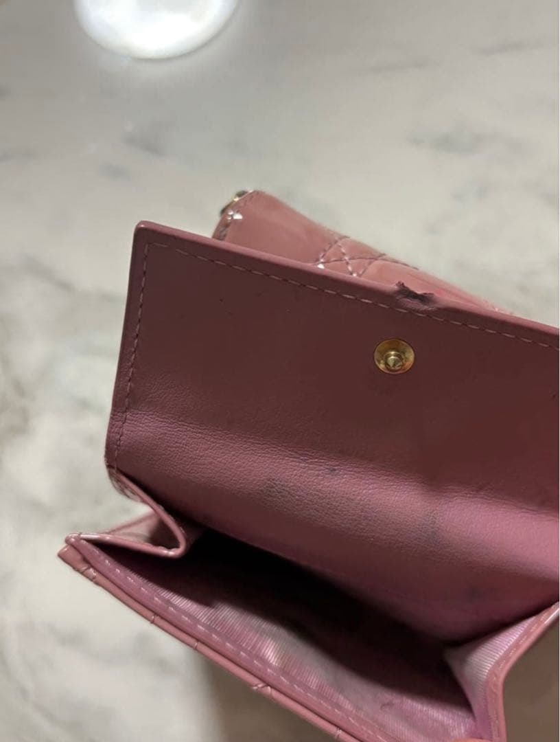 ピンク キルティング 三つ折り財布