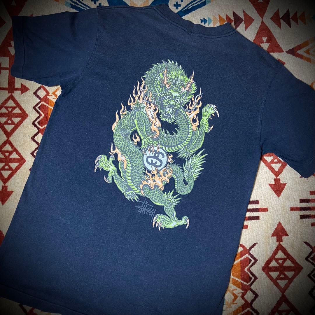【希少】OLD STUSSY 2代目 ドラゴン Tシャツ　アメリカ製