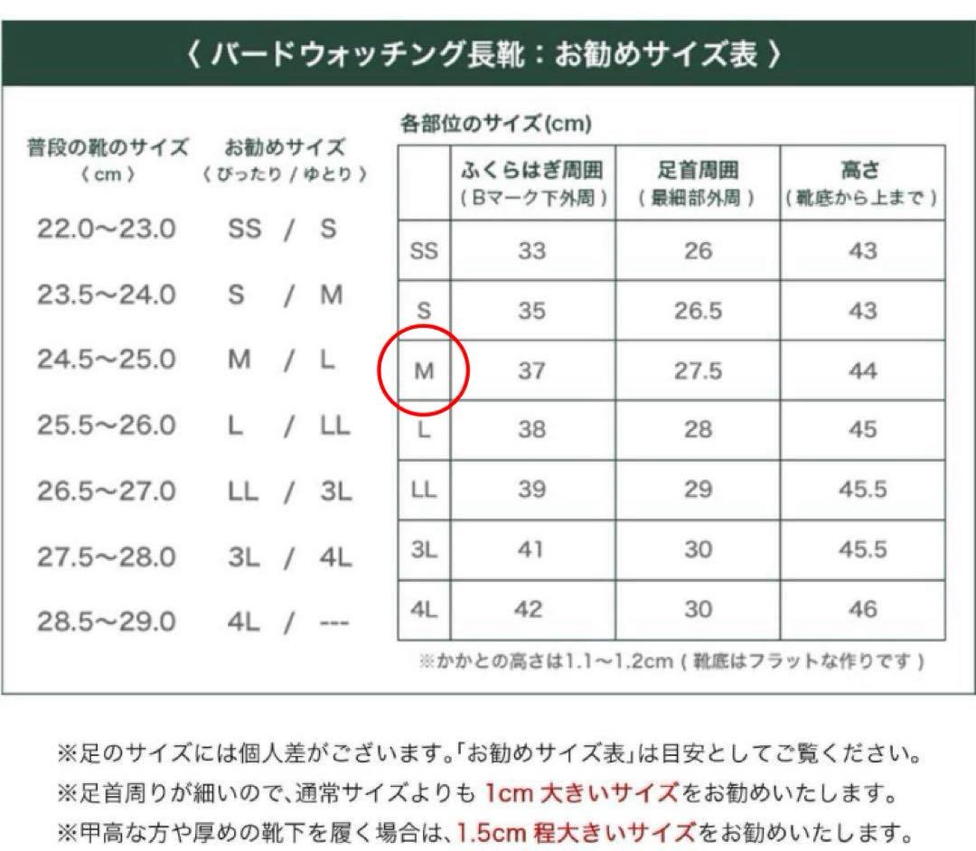 【新品未使用品】日本野鳥の会 バードウォッチング レインブーツ 長靴 M