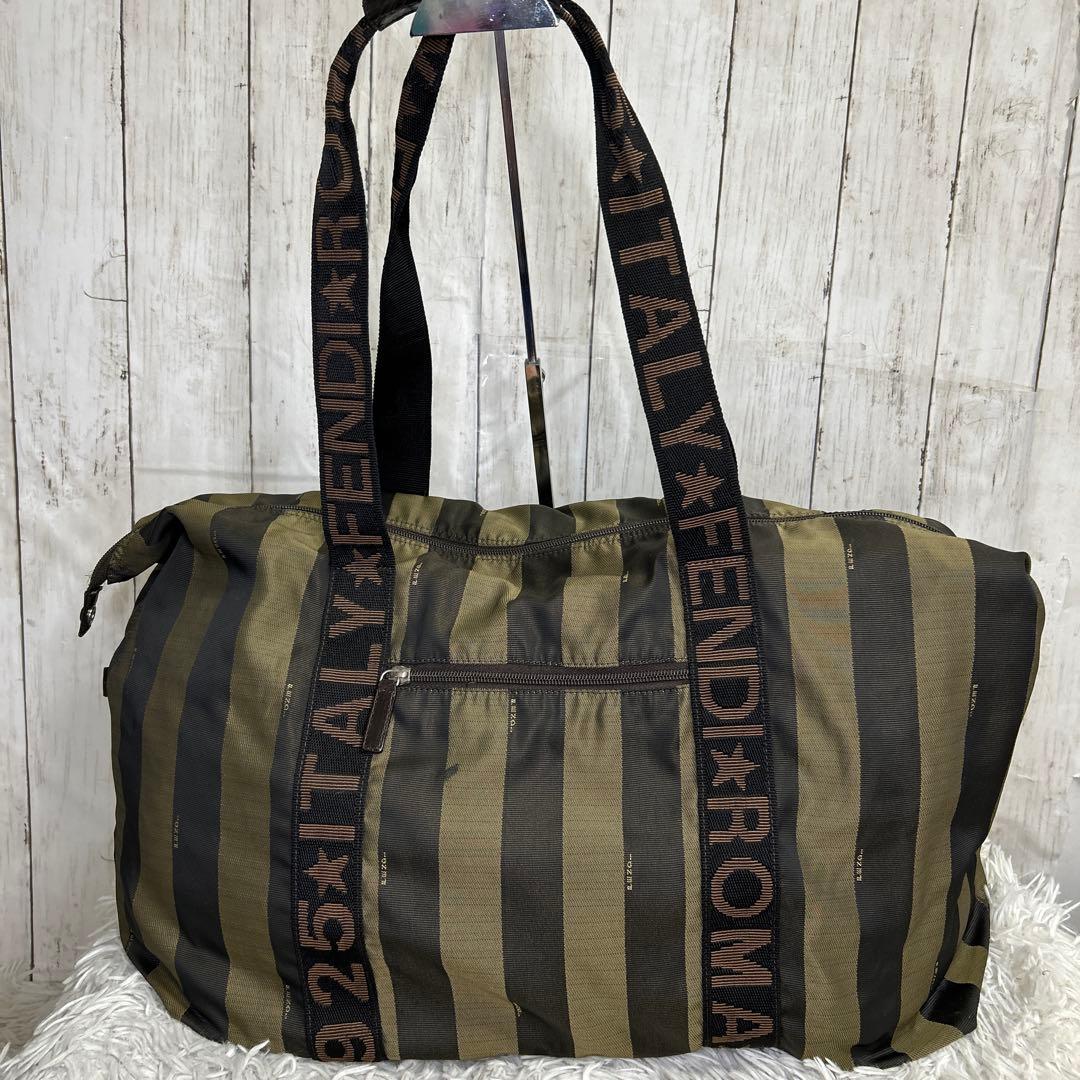 FENDI ペカン　トートバッグ　大容量　ナイロン　ロゴ　ボストンバッグ