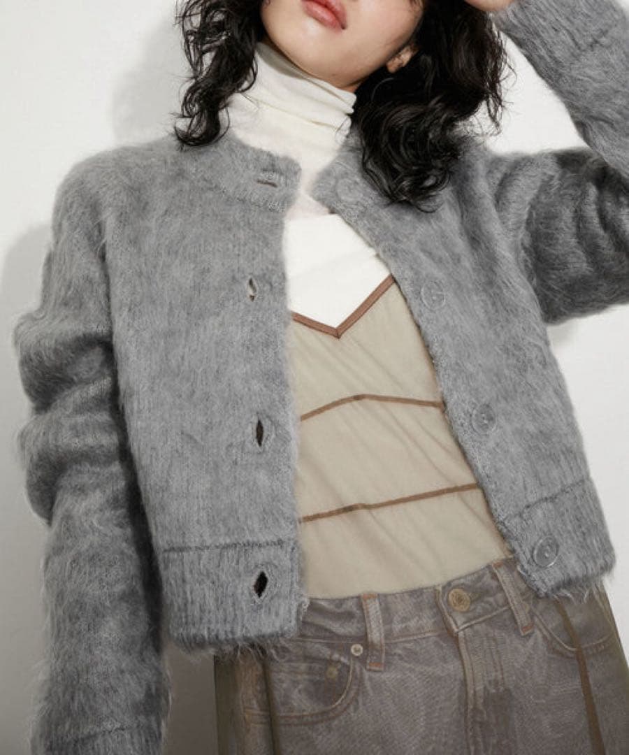 ADAM ET ROPE' FEMME シャギーカーディガン　アダムエロペ