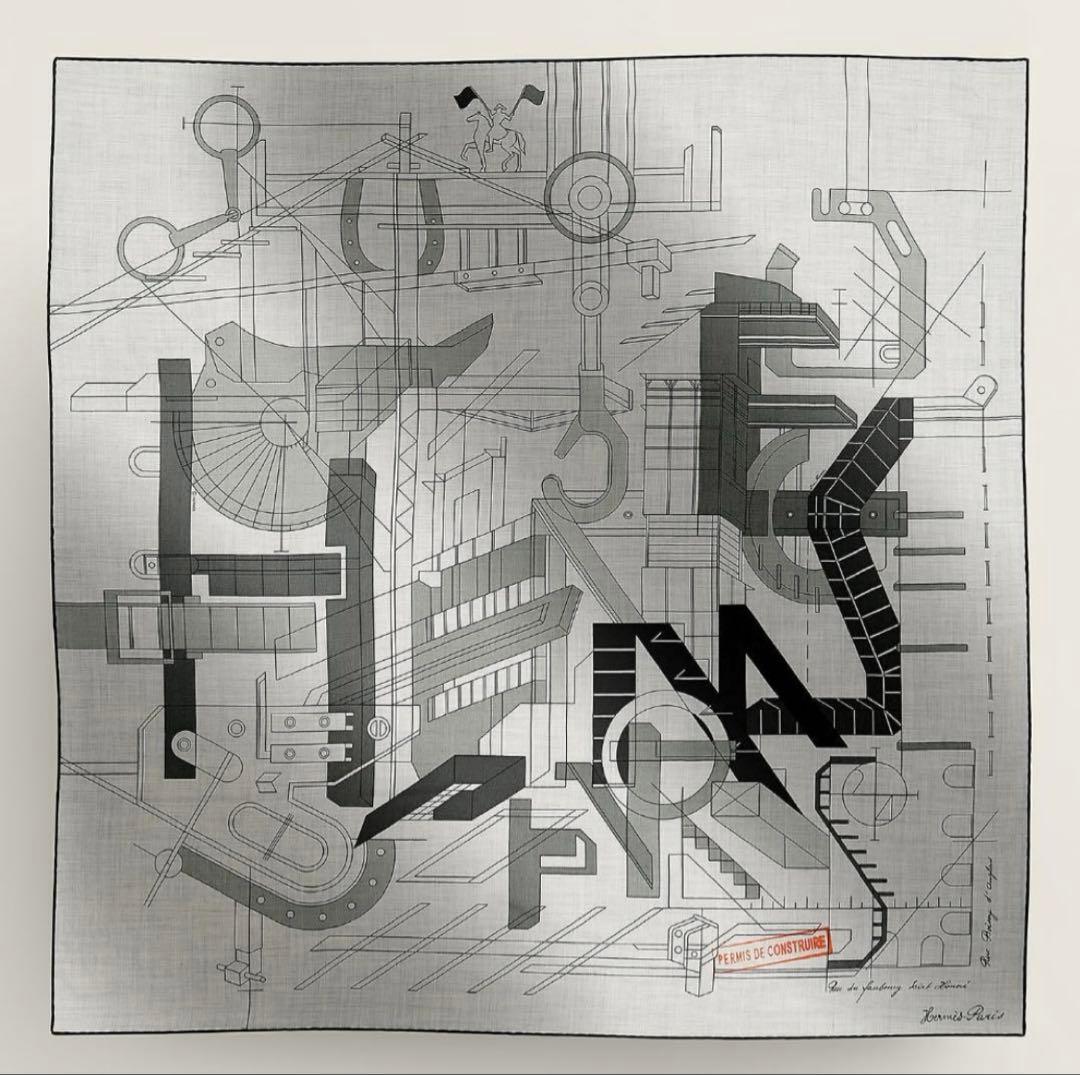 最終価格　美品　HERMES カレH100 ペルミ・ドゥ・コンストリュイール