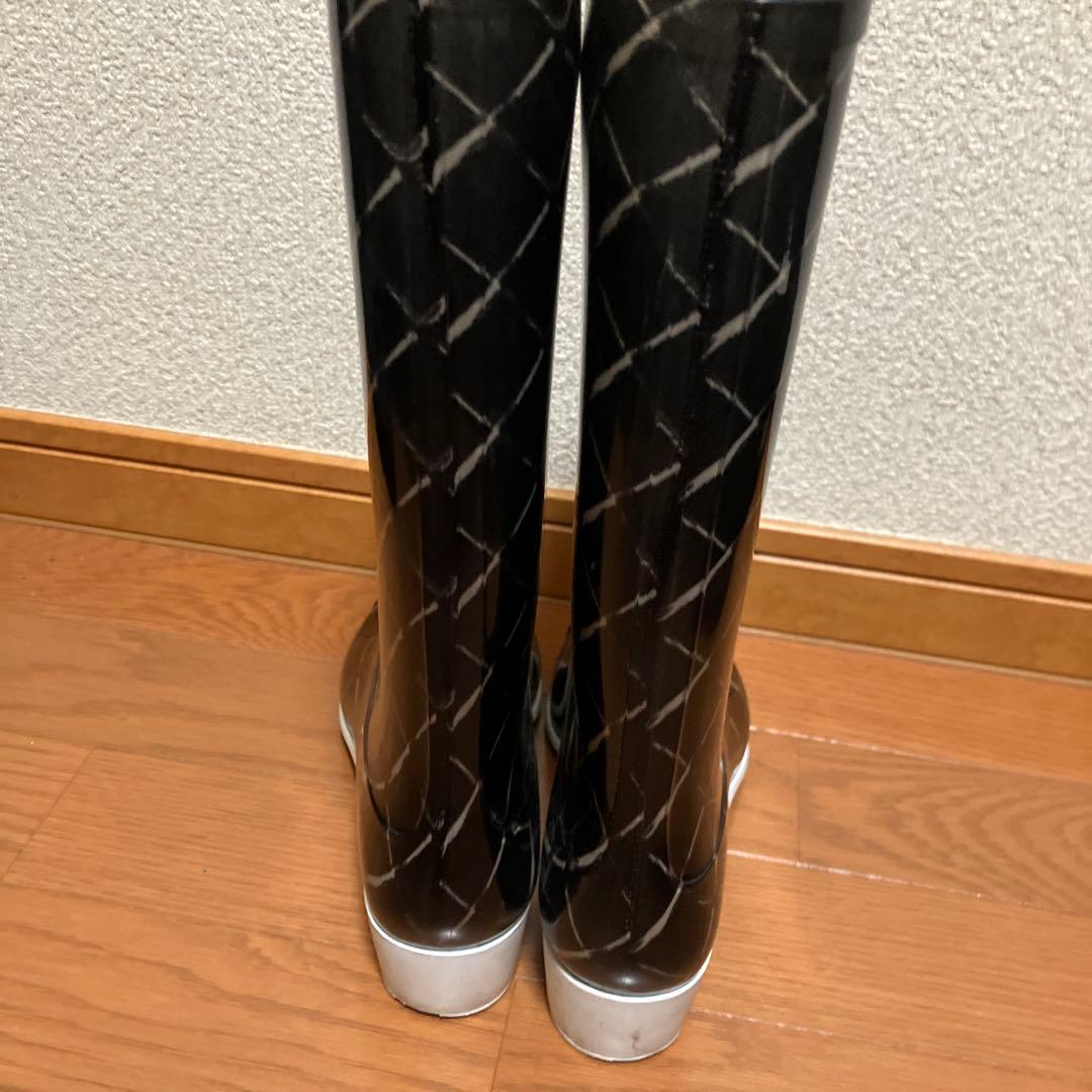 【美品】CHANEL シャネル レインブーツ カメリア/キルティング柄 37