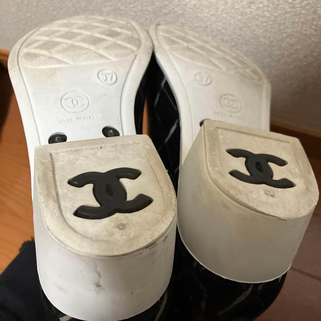【美品】CHANEL シャネル レインブーツ カメリア/キルティング柄 37