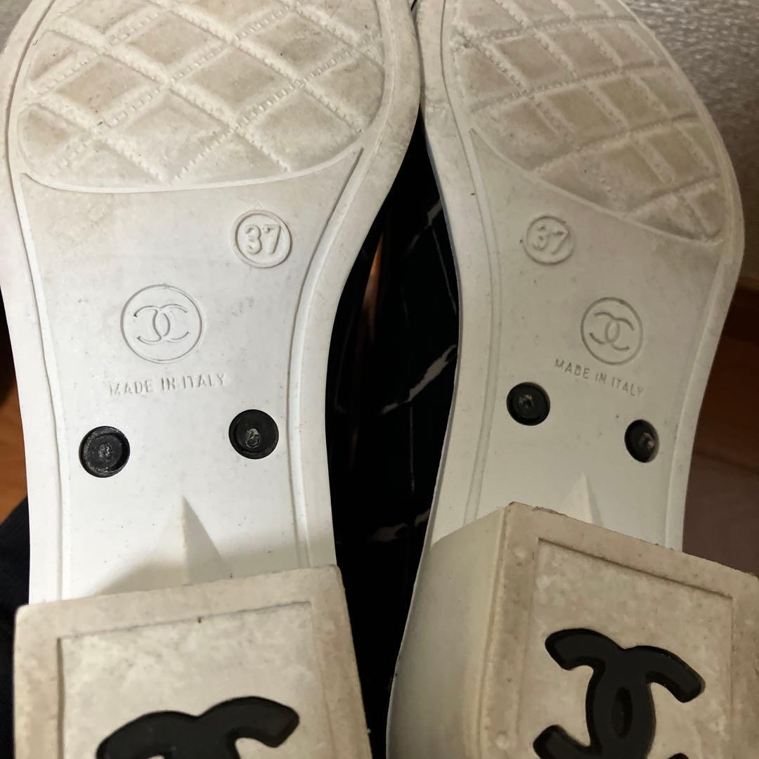 【美品】CHANEL シャネル レインブーツ カメリア/キルティング柄 37