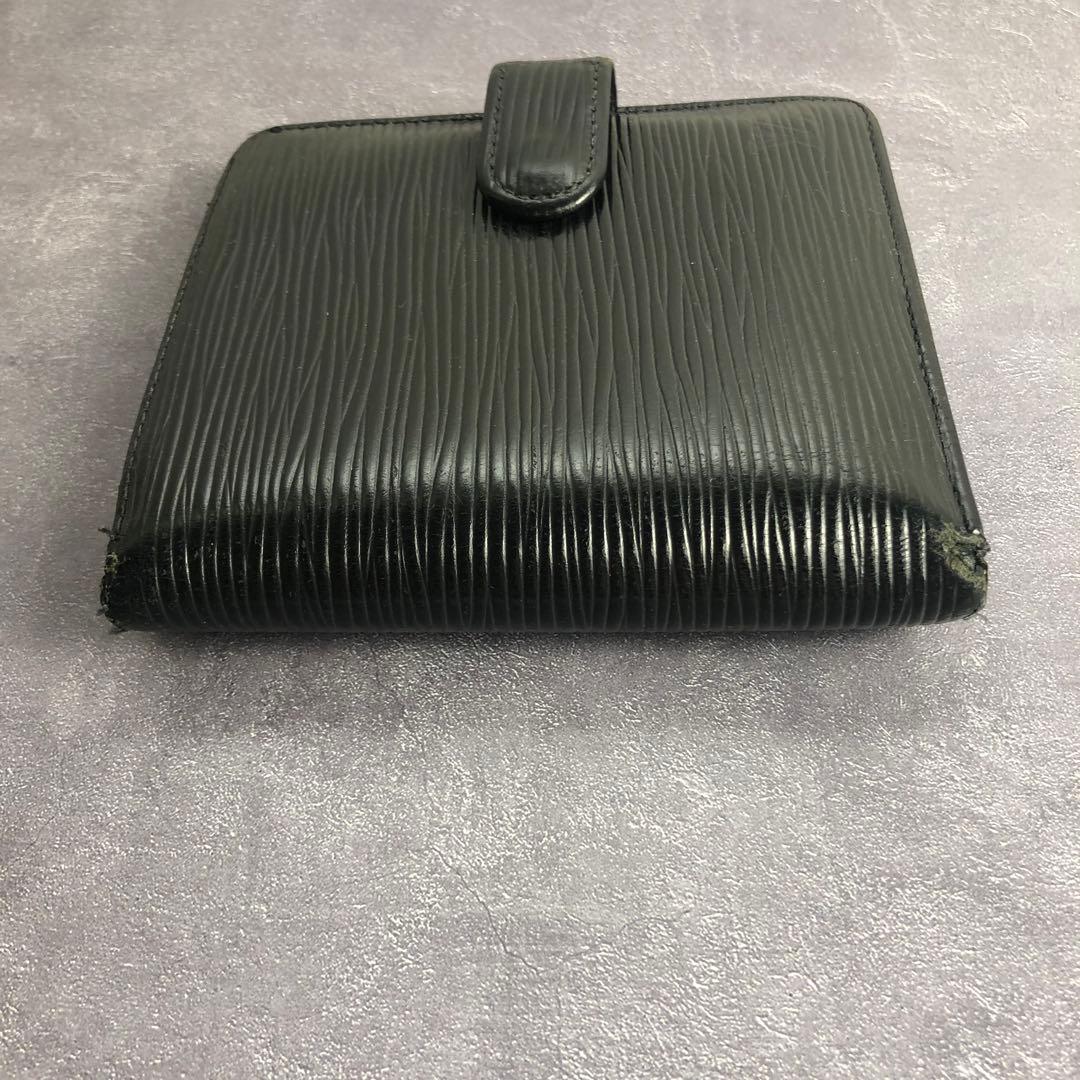 ルイヴィトン エピ ノワール ポルトビエ コンパクト 二つ折り財布 黒 レザー