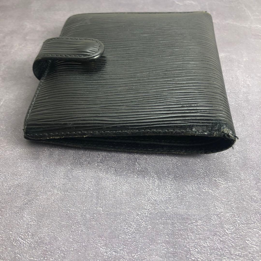 ルイヴィトン エピ ノワール ポルトビエ コンパクト 二つ折り財布 黒 レザー