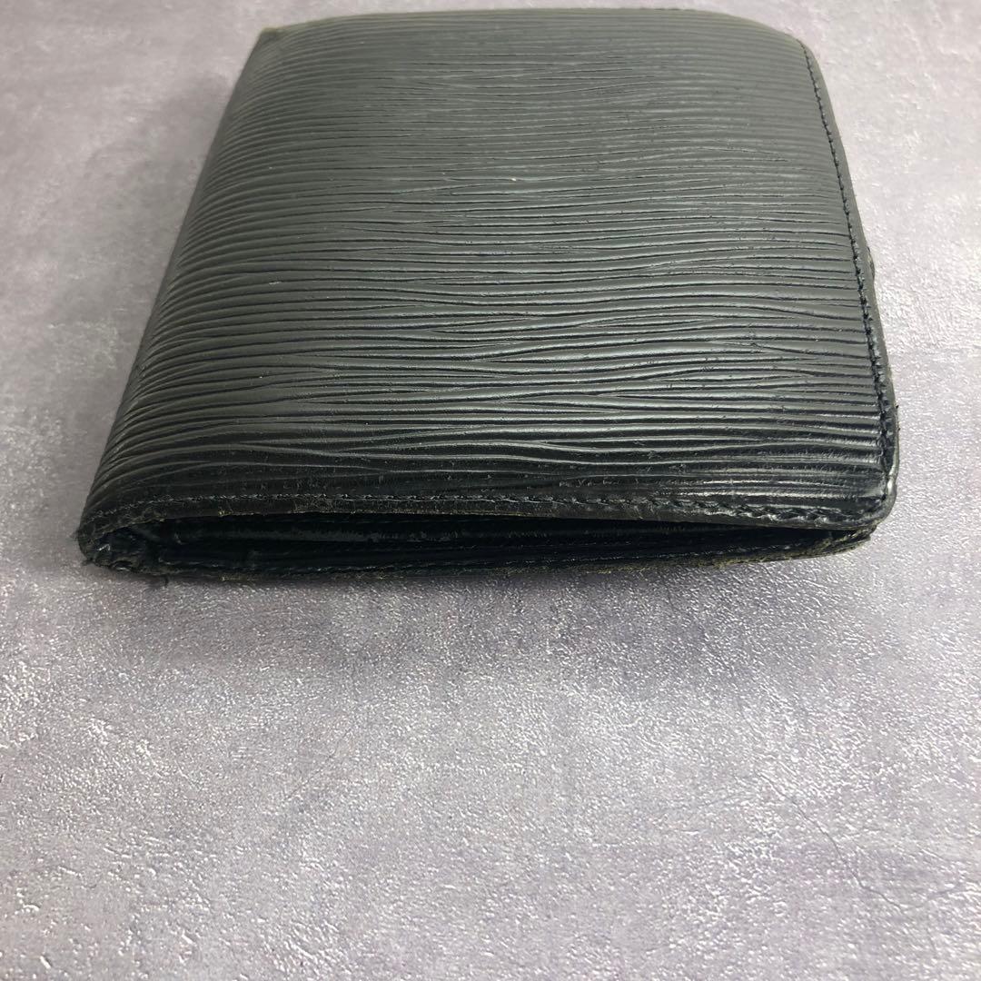 ルイヴィトン エピ ノワール ポルトビエ コンパクト 二つ折り財布 黒 レザー