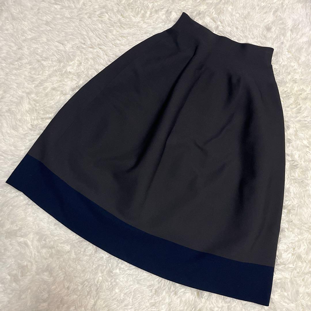 美品✨自由区 洗える!!ホールガーメントスカート 38 グレー 配色