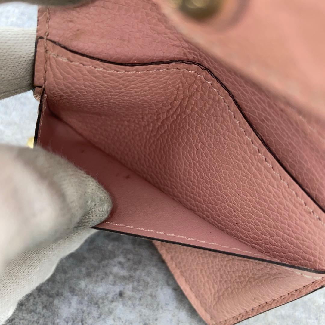 ルイヴィトン ポルトフォイユ ゾエ 折り財布 レザー ピンク アンプラント