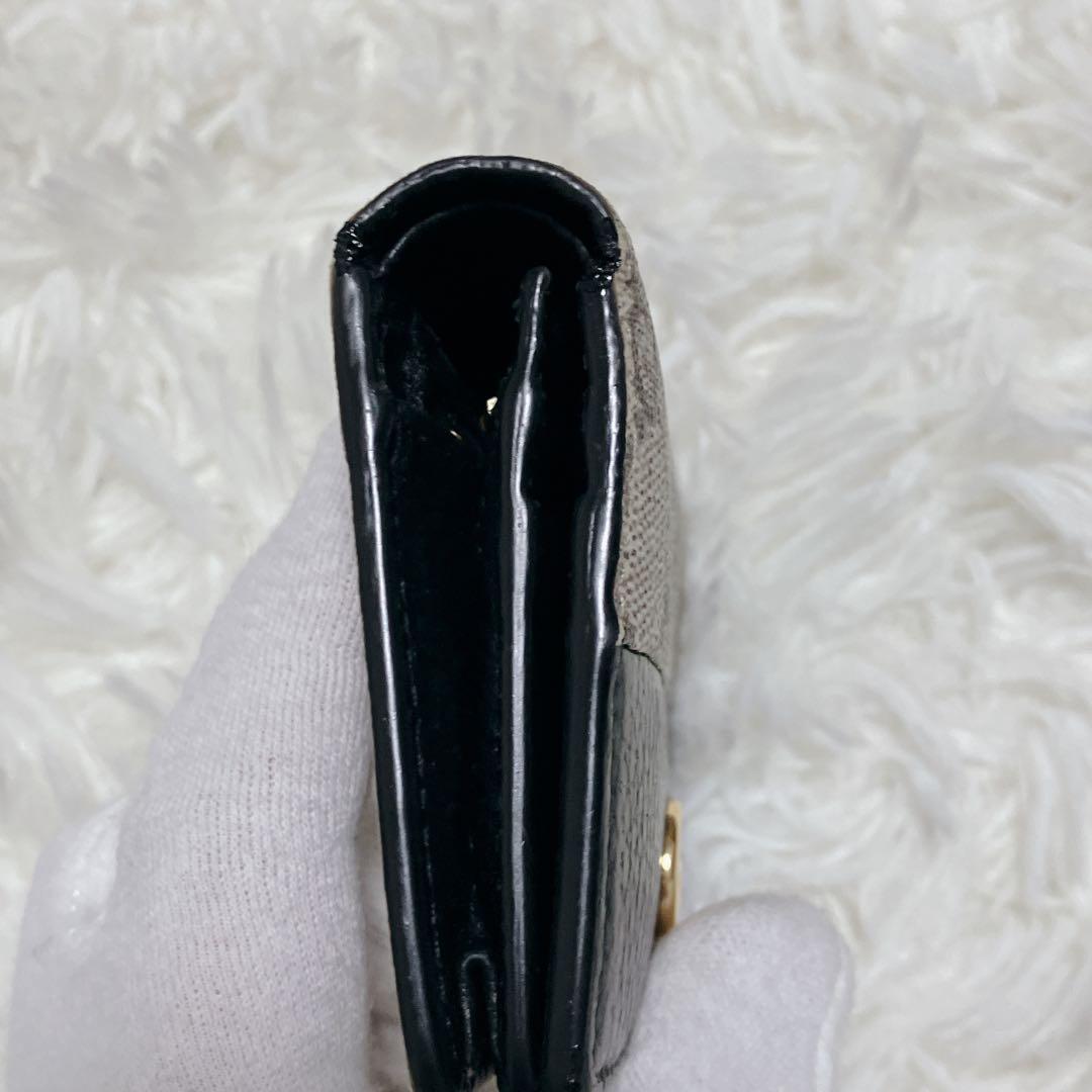 美品 現行 グッチ 2つ折り マーモント GG スプリーム 黒PVC バイカラー