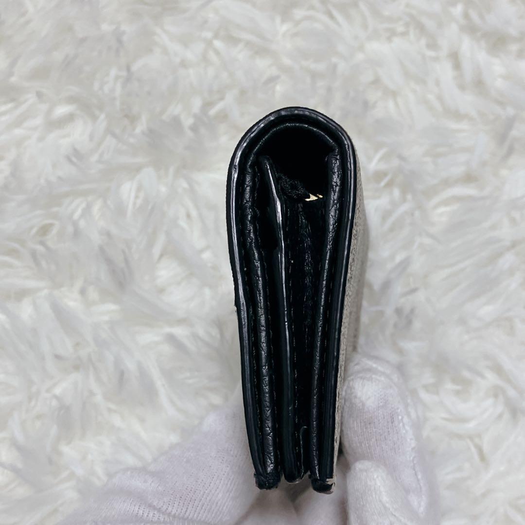美品 現行 グッチ 2つ折り マーモント GG スプリーム 黒PVC バイカラー