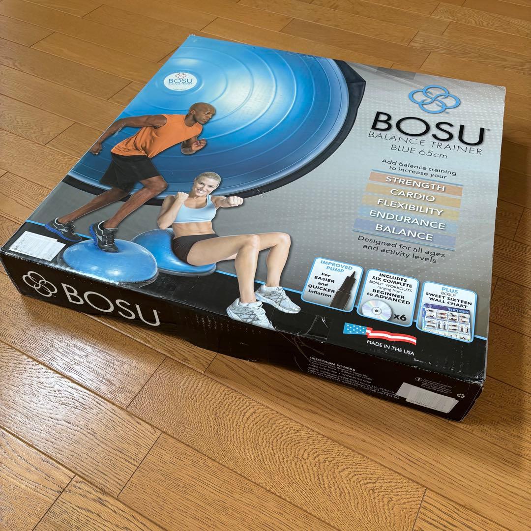 BOSU バランスボール 青 約65cm 箱、ポンプ、説明書付き