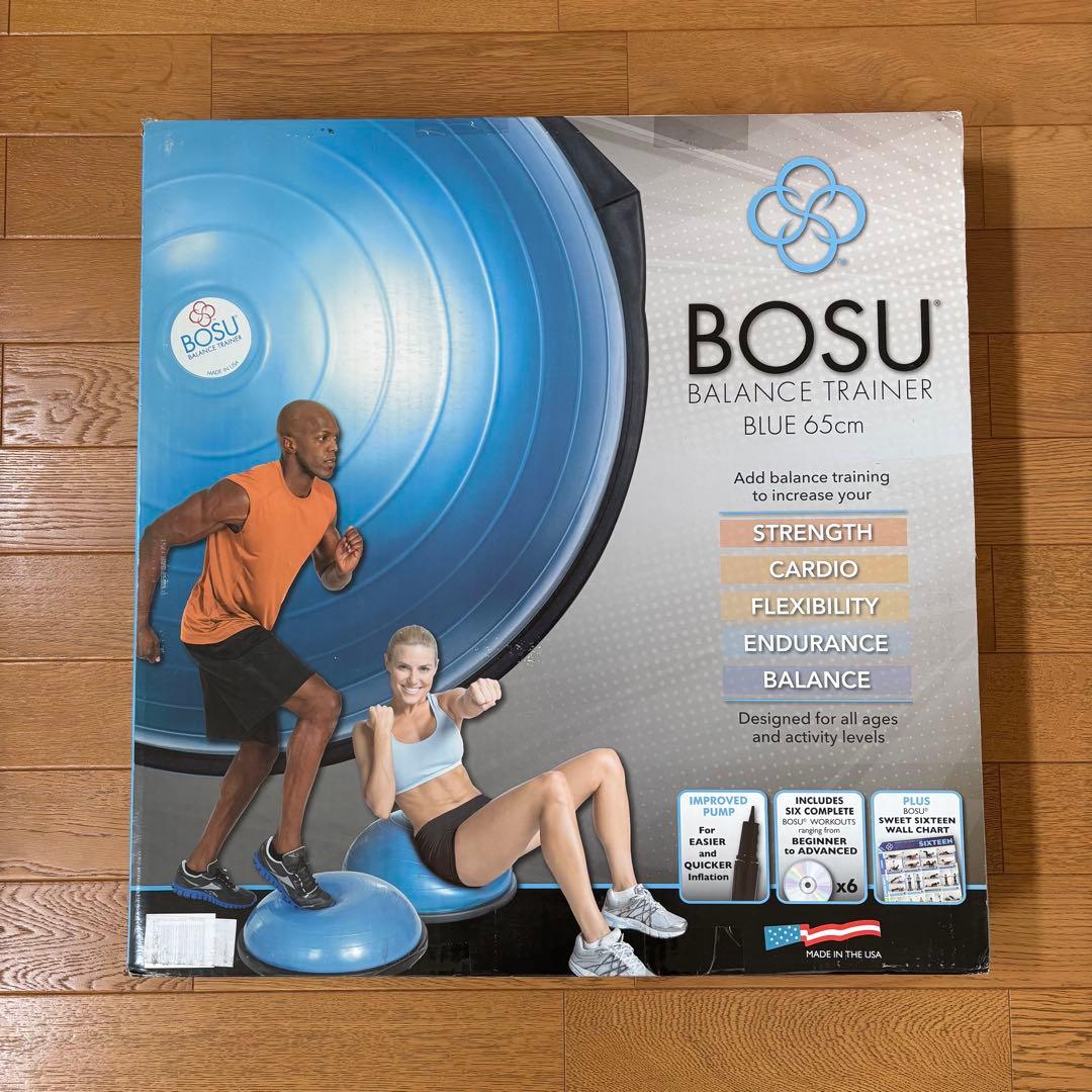 BOSU バランスボール 青 約65cm 箱、ポンプ、説明書付き