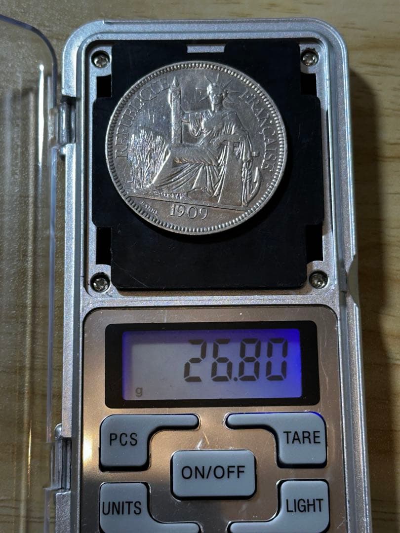 1909年 フランス銀貨 ピアストル 銀貨　美品　B20