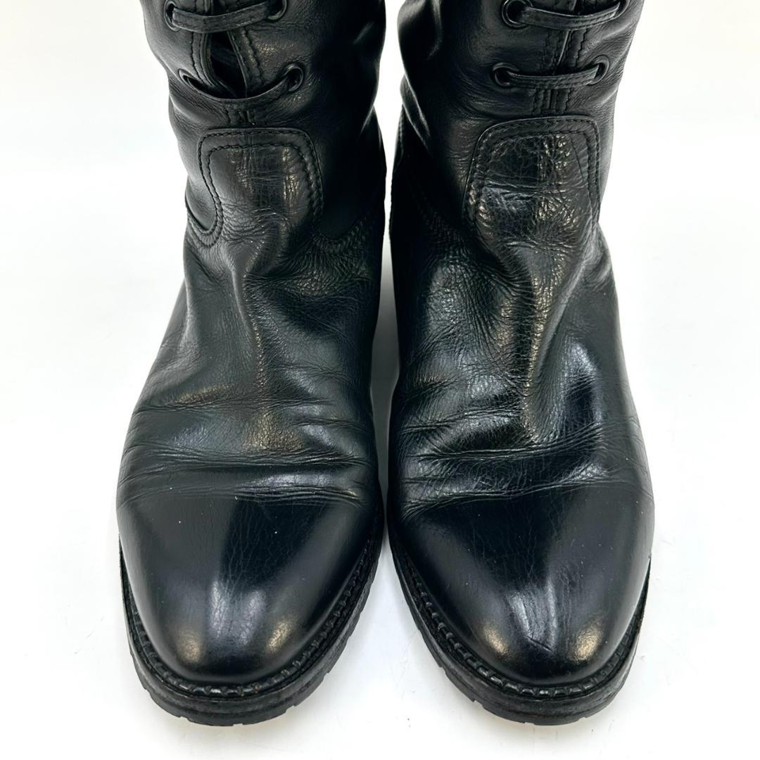 CHANEL シャネル レースアップ ココマーク ロングブーツ ヴィンテージ 黒