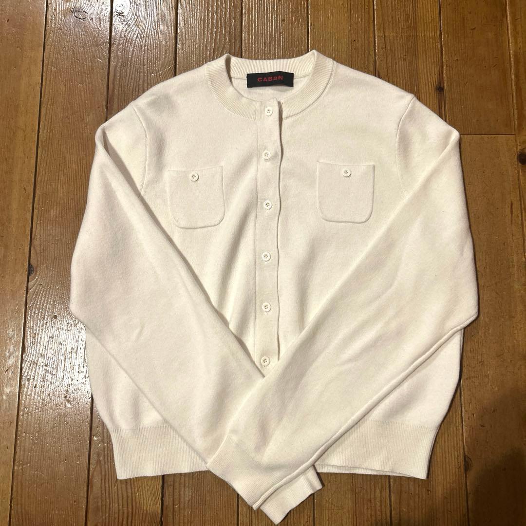 CAbaN クルーネックカーディガン　白　S