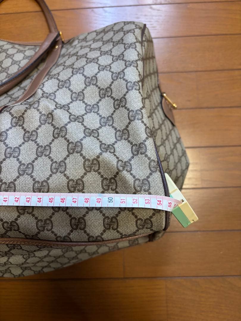 GUCCI GG ボストンバッグ オールドグッチ　ベージュ ロゴ レザー　金具