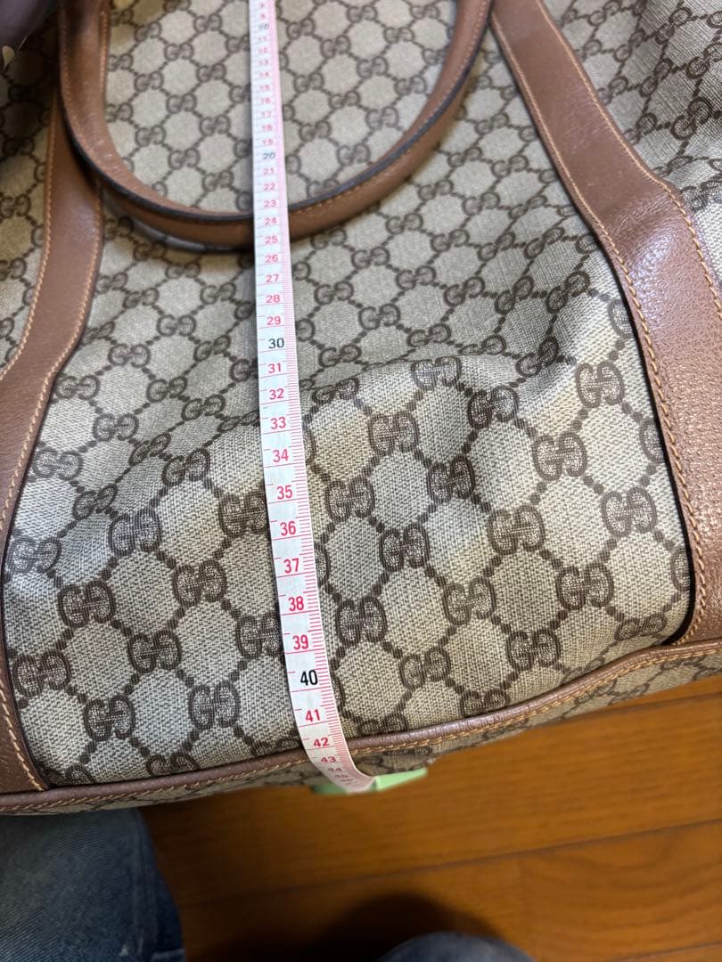 GUCCI GG ボストンバッグ オールドグッチ　ベージュ ロゴ レザー　金具
