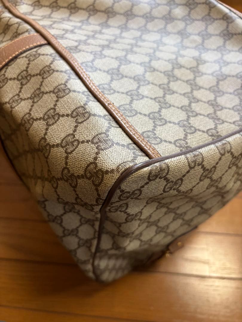 GUCCI GG ボストンバッグ オールドグッチ　ベージュ ロゴ レザー　金具