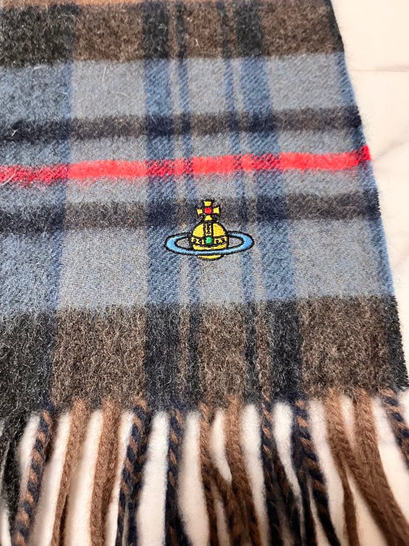 未使用ヴィヴィアンvivienne westwood オーヴ刺繍カシミヤマフラー