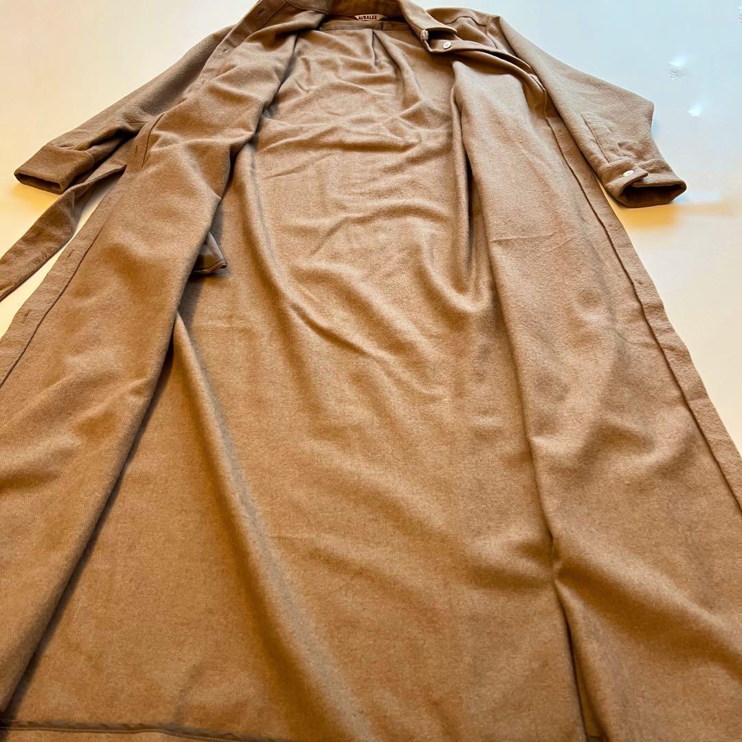 美品・希少✨オーラリー　キャメル100　ロングコート　ベルト　フレア　Aライン