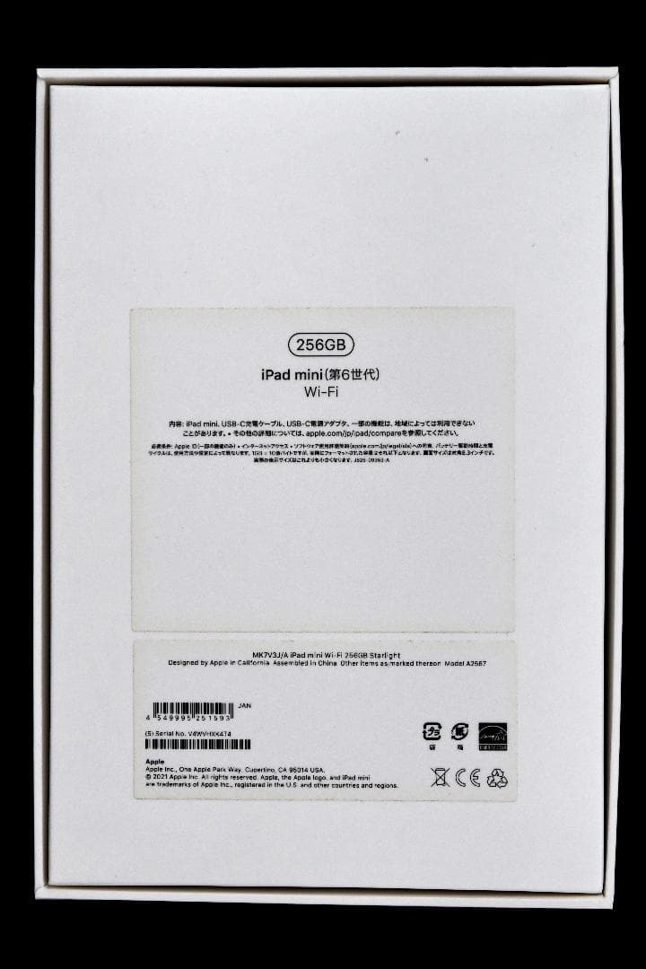 ☆ipadmini 第6世代 256GB Wifiモデル 白銀色 全付属品付き