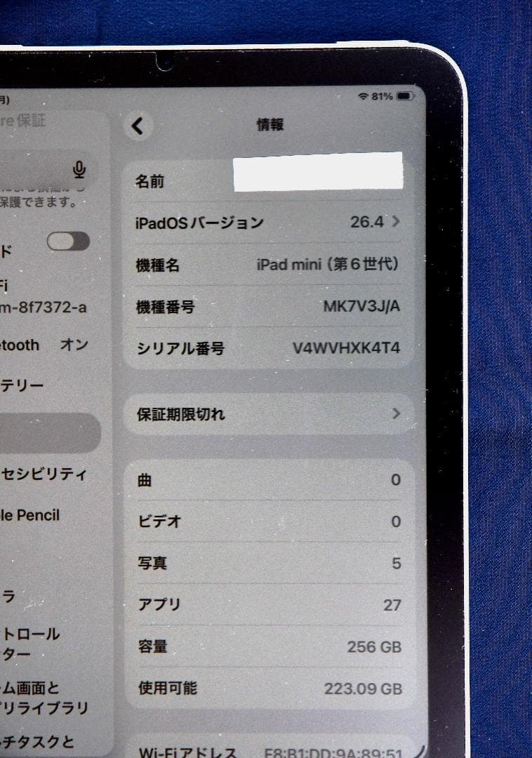 ☆ipadmini 第6世代 256GB Wifiモデル 白銀色 全付属品付き